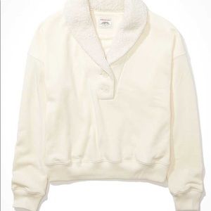 American Eagle Cream Sweater Henley Sweatshirt
